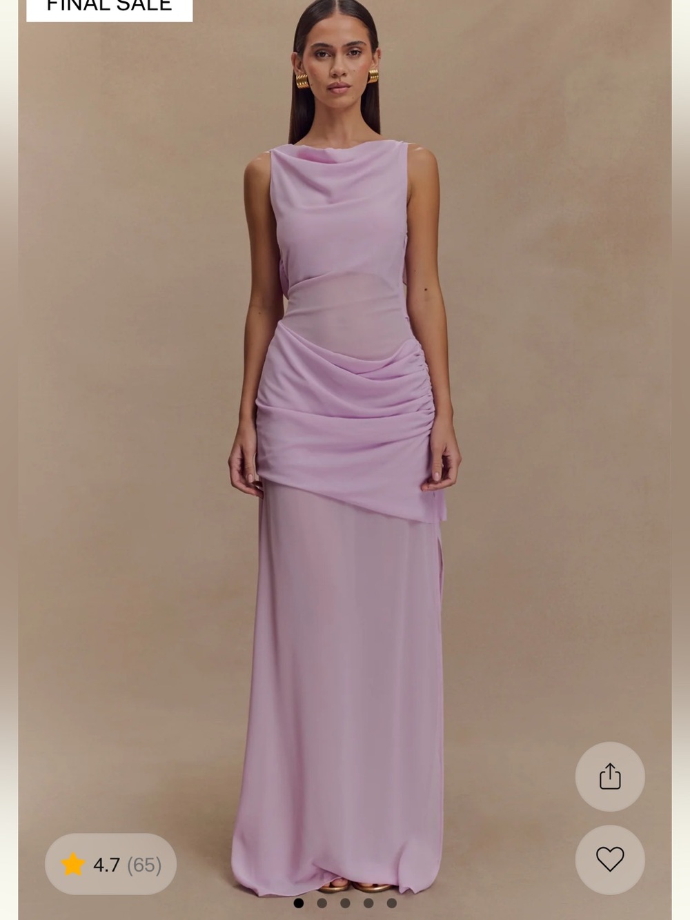 Daria Draped Chiffon maxi dress - light lilac